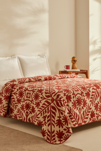 Karaca Home Velma Double Blanket - Cotton Terracota