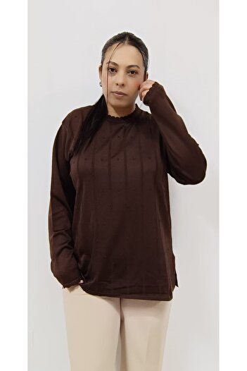 AKŞEN GİYİM LARGE SIZE LONG SLEEVE THIN CORRATED FABRIC COOL STRING 70 CM SIZE COLLAR WITH LACE 1stQUALITY MOTHER BLUZ