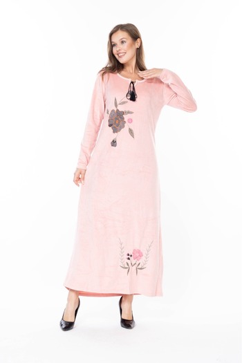mervemoda Women's Long Sleeve Velvet Dress