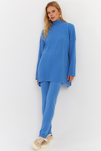 Cool & Modest Blue Knitwear Women's Set - Lower and Upper Set Mnuv9
