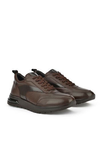 Ziya Genuine Leather Men's Sneakers - 1431024 Z5400 Coffee