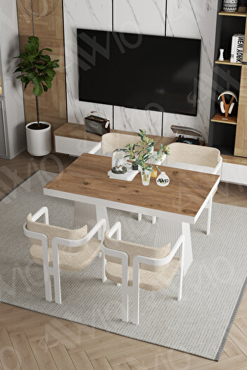 AVVİO Lato Lake Mdf Ayak Tokyo Demonte Sandalye 80x120 Yemek Masası Mutfak Masası 4 Kişilik