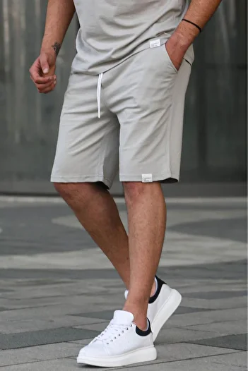 Madmext Painted Gray Basic Men's Shorts 6501