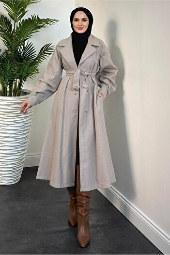 TRENDTESETTÜR Beige Stone Colored Women's Coat - t 4216
