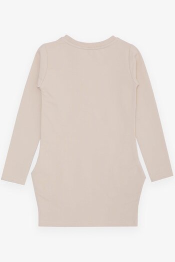 Breeze Beige Tunic for 8-12 Years Old Girl - Happiness Themed and Text Printed