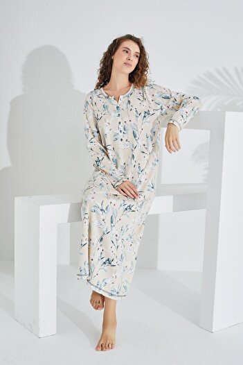 Etoile 100% Cotton Long Sleeve Women's Dress Nightgown 91415