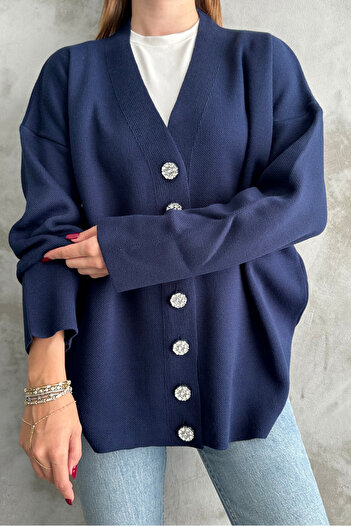 macharel jeans Cardigan de tricotaj cu aspect lat din tweed
