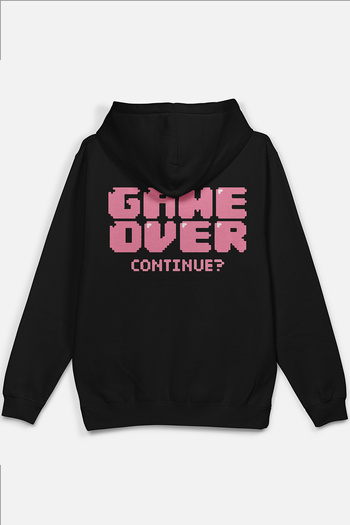Overoz Παιχνίδι Over Back Printed Hooded Oversize Μαύρο Hoodie H1199