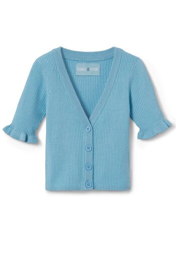 Tchibo Kids Girl Knitted Short Sleeve Cardigan, Turquoise