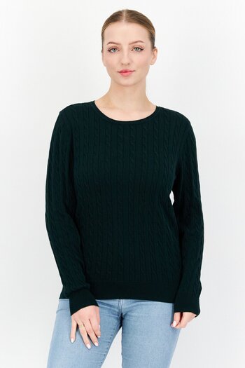 Tchibo Women Crew Neck Long Sleeves Knitted Sweater, Green