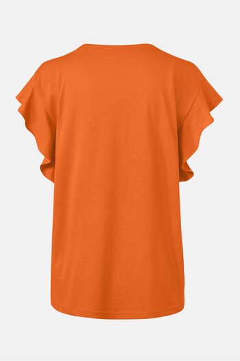 Tchibo Women Flounce Sleeve Plain Top, Orange