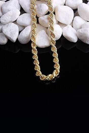 Omar Silver Unisex Halat Gümüş Zincir 8 Mm Elmas Kesim Gold Altın Kaplama Gümüş Kolye