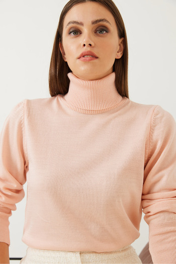 Bianco Lucci Women's Turtleneck Ribbed Sweater