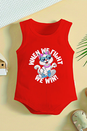 ADABEBEK Cotton Fancy Kitten Printed Baby Bodysuit with Snap Fasteners 22535