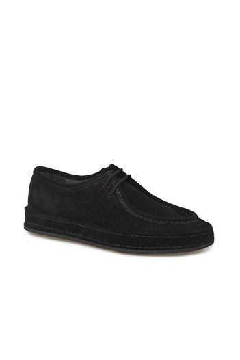 Jakamen Black 100% Leather Lace-up Casual Suede Shoes