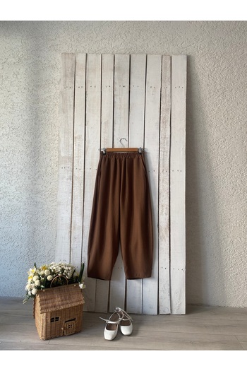 KÜÇÜĞÜM BUTİK Casual Brown Linen Trousers