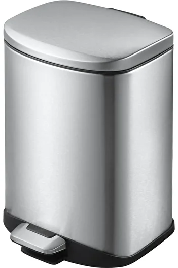EKO Della Stainless Steel Rectangular Step Waste Bin with Soft Close Lid, 12-Liter