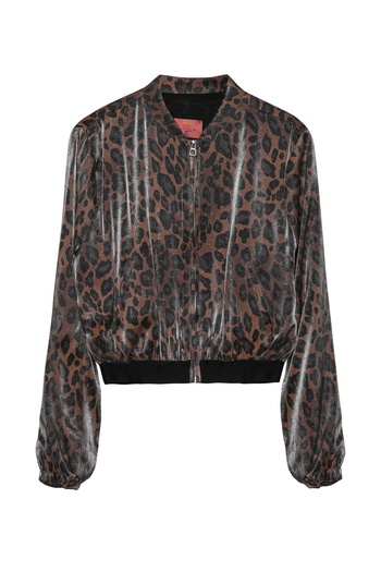 Quzu Women's Rubber Detailed Leopard Jacket