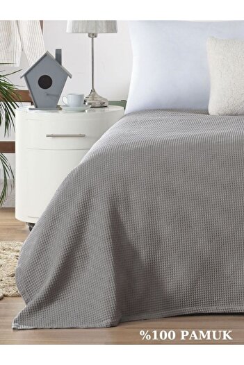 VESSİNOHOME Pike Çift Kişilik Waffle Desenli Yatak Örtüsü Otel Tipi Lüx Pike