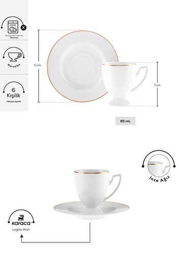 Karaca Boyoz Kaffeetassen-Set für 6 Personen, 85 ml
