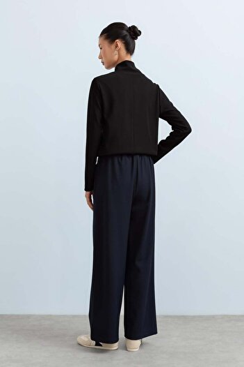 Nihan Beli Lastikli Bol Paça Pantolon Lacivert