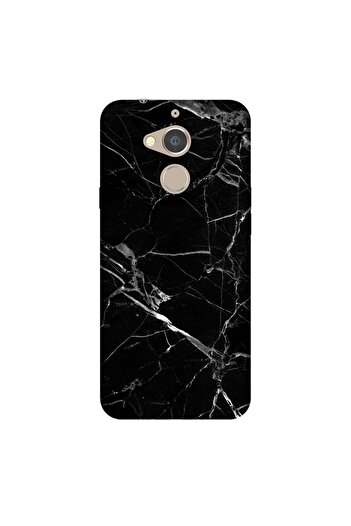 General Mobile Gm 8 Case 0.4 mm Laser Cut Silicone Cover Marble Black