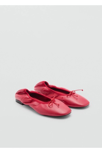 MANGO Woman Lace-up Detailed Leather Ballerinas