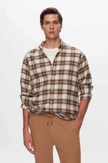 D'S Damat Ds Damat Comfort Khaki Plaid Shirt