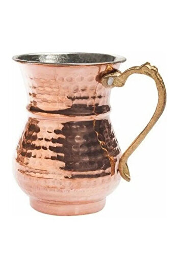 CocoVia 2 Copper Ayran Glasses |   Hand Forged Ayran Water Cup with Handle 9.5 cm