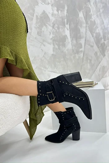 inizio Black Suede Vestern Women's Boots Gd60