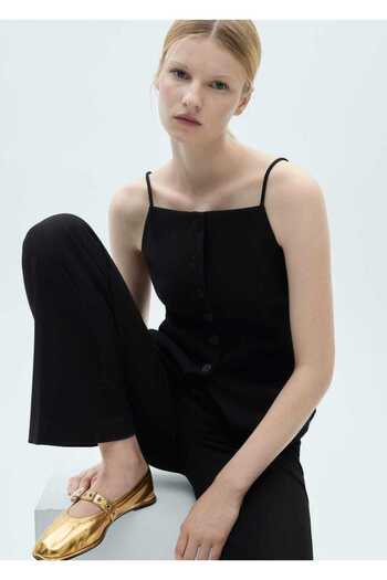MANGO Woman Round Toe Buckle Ballerinas