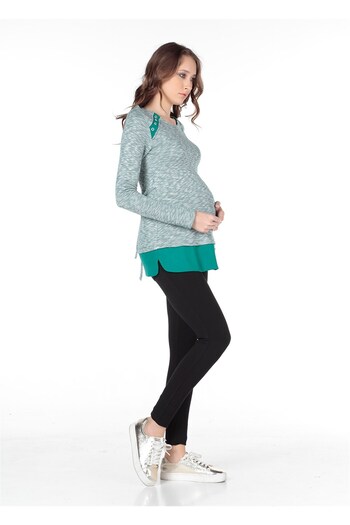 BUSA Green Maternity Blouse - Back Lace up