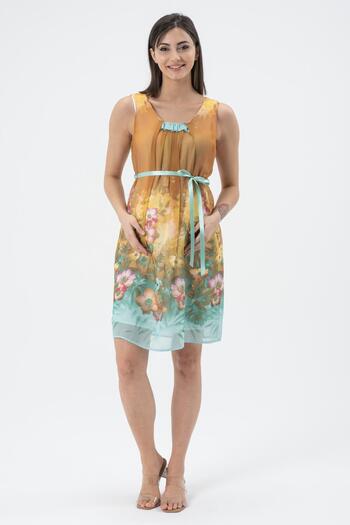 BUSA Mint Green Maternity Midi Chiffon Dress - Zero Sleeve