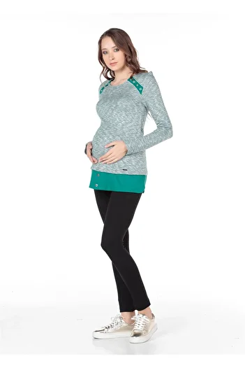 BUSA Green Maternity Blouse - Back Lace up