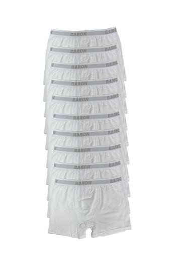 Pi Giyim White Lycra 10 Pieces Boxer Short - Οικονομικό Πακέτο