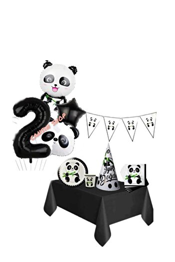 CANSIN 2 Year Old Panda Birthday Set for 8 People