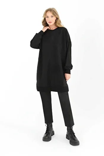 Puane Women's Velvet Print Crew Neck 2 Thread Tunic 10569