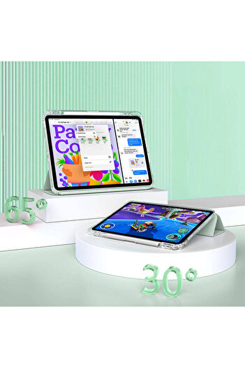 halkhouse iPad Air 13 2024 Kılıf Magnetik Kalem Bölmeli Airbagli Standlı Yüksek Koruma Sliding Tablet Kılıfı