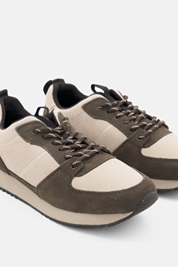 Tchibo Women Lace Up Sneaker Suede Casual Shoes, Olive
