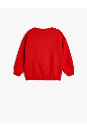 Koton Christmas Themed Printed Cotton Long Sleeve Sweatshirt