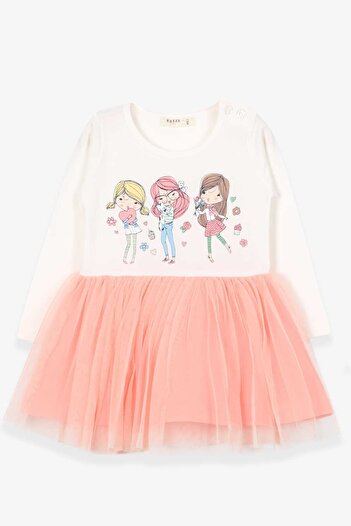 Breeze Girl's Long Sleeve Dress Printed 1.5-5 Years, Ecru
