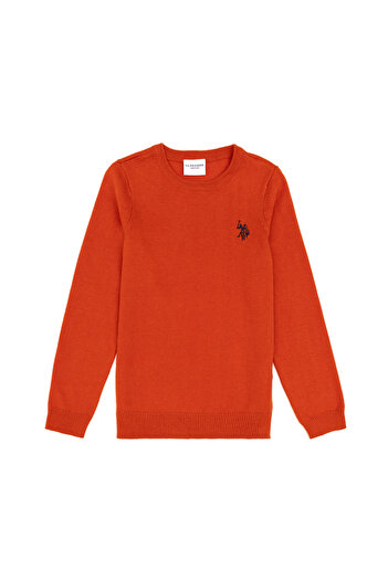 U.S. Polo Assn. Kız Çocuk Kiremit Bisiklet Yaka Basic Kazak 50293586-VR031