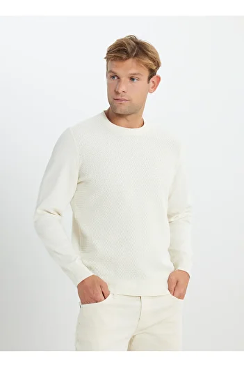 ALTINYILDIZ CLASSICS Altınyıldız Classics Crew Neck Standard Ecru Men's Sweater Ace492510284/Trico Cycling Neck