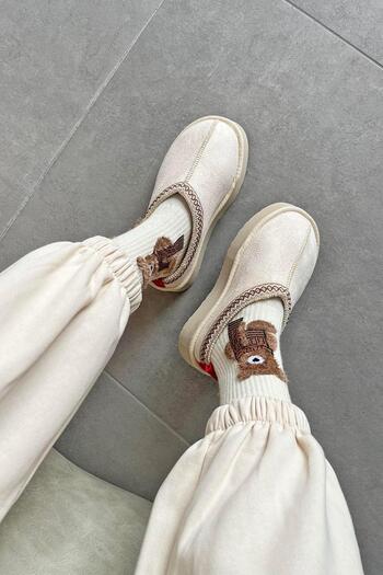 STRASWANS Belis Women's Flat Sole House Slippers Beige