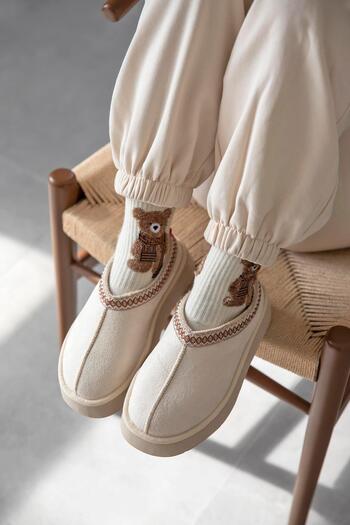 STRASWANS Belis Women's Flat Sole House Slippers Beige