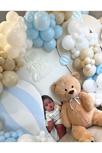 Çemrek Süs Parti Baby Blue Blue White Sea Sand Balloon Chain Set of 100