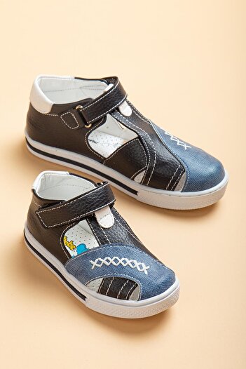 Dilimler Ayakkabı Şirinbebe Şiringenç Saddler Model Blue Men's Ilkadım Baby Kids Shoes Sandals