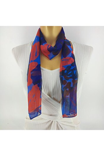 Tedz Collection PAREDORA Ocean Navy Blue Red Long Scarf