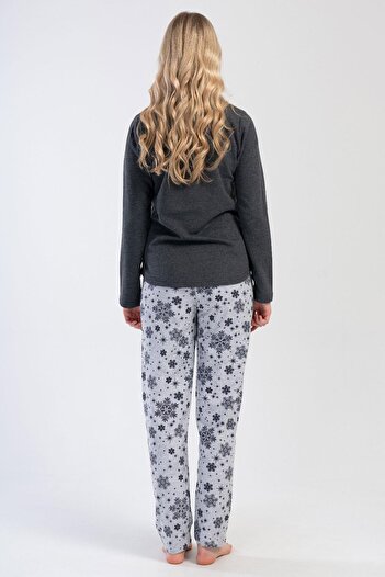 VİENETTA Kadın 2 İplik Uzun Kol Antrasit Pijama Takım C9T0N0O304