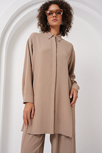 Bigdart 6679 Beige Long Tunic and Trousers Set
